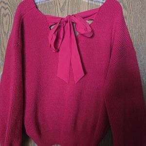 SHEIN Medium Elegant Red Women's Sweater with Bow Detail On Back NWOT